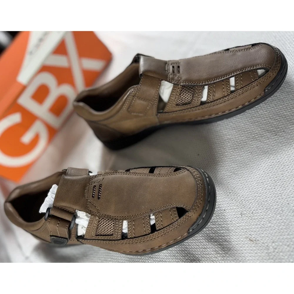 GBX Downtown Shoes Mens Size 8 Wally Fisherman Closed Toe Sandals Memory‎ Foam